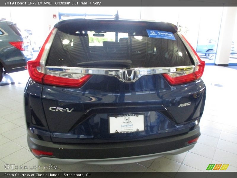 Obsidian Blue Pearl / Ivory 2019 Honda CR-V EX AWD