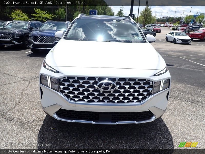 Quartz White / Black 2021 Hyundai Santa Fe SEL AWD