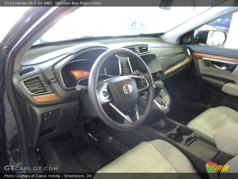 Obsidian Blue Pearl / Ivory 2019 Honda CR-V EX AWD