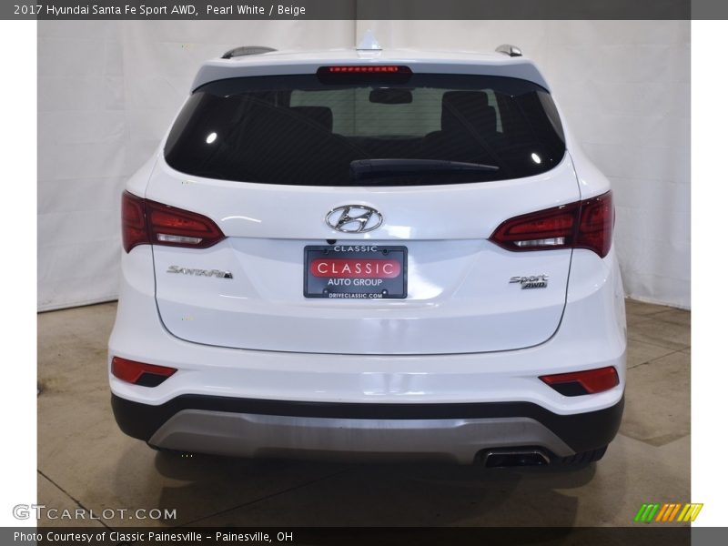 Pearl White / Beige 2017 Hyundai Santa Fe Sport AWD