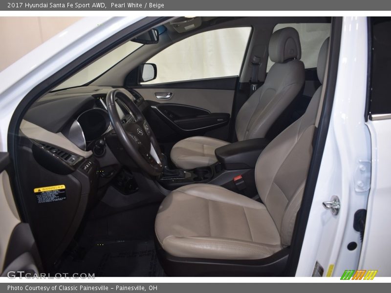 Pearl White / Beige 2017 Hyundai Santa Fe Sport AWD