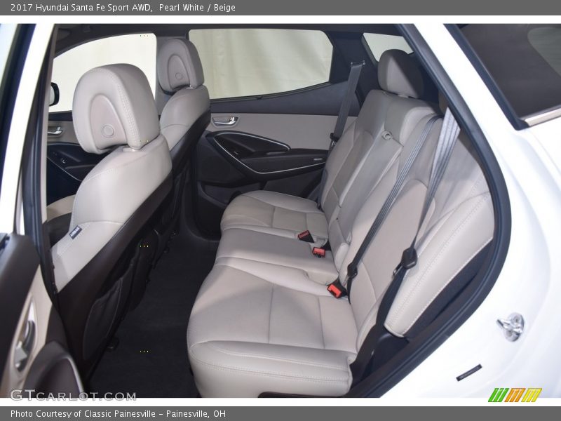 Pearl White / Beige 2017 Hyundai Santa Fe Sport AWD