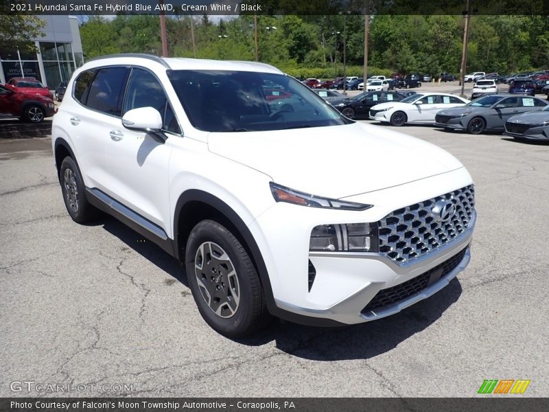 Front 3/4 View of 2021 Santa Fe Hybrid Blue AWD