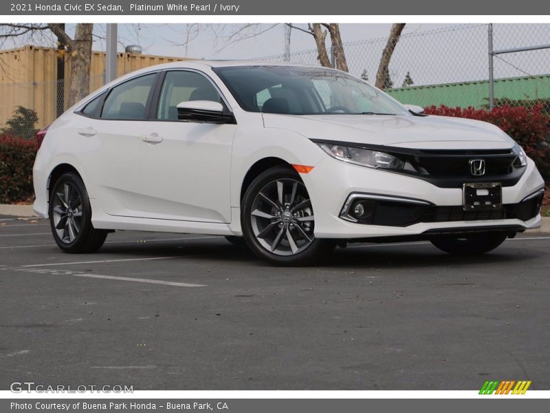 Platinum White Pearl / Ivory 2021 Honda Civic EX Sedan