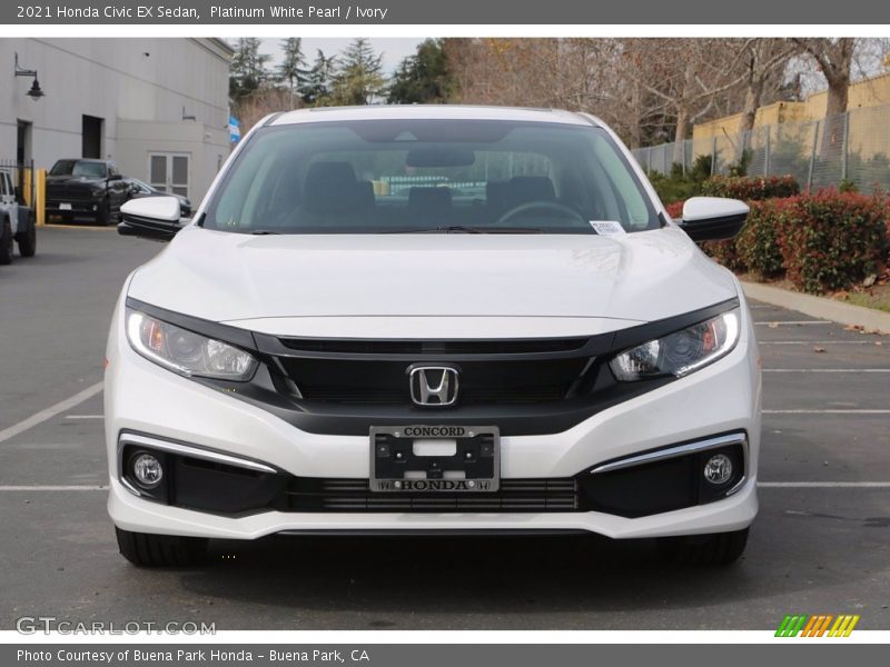 Platinum White Pearl / Ivory 2021 Honda Civic EX Sedan