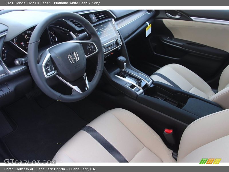 Platinum White Pearl / Ivory 2021 Honda Civic EX Sedan