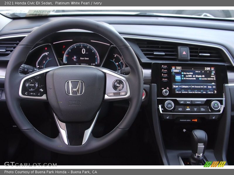 Platinum White Pearl / Ivory 2021 Honda Civic EX Sedan