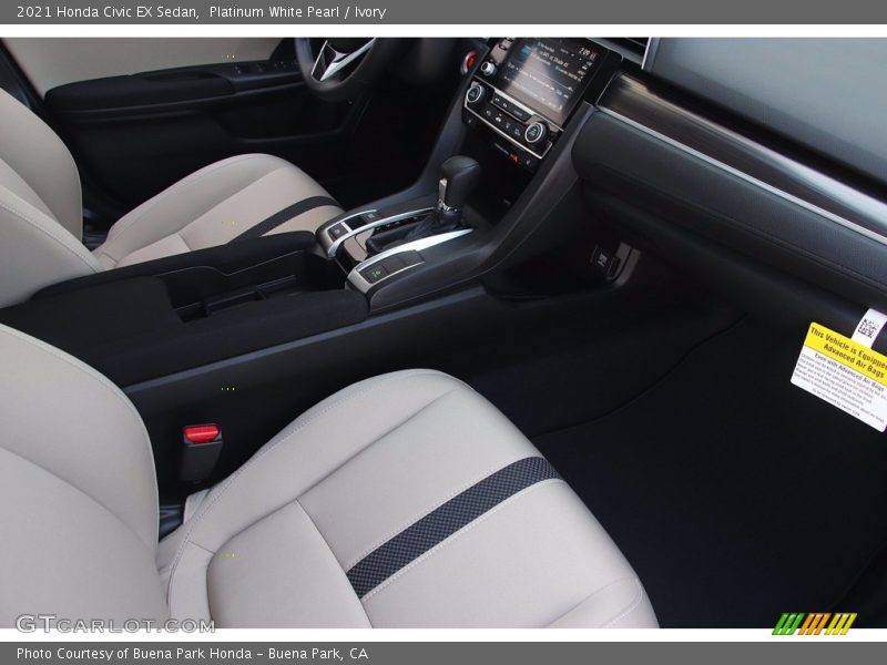 Platinum White Pearl / Ivory 2021 Honda Civic EX Sedan
