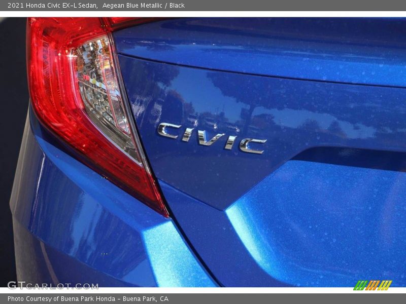 Aegean Blue Metallic / Black 2021 Honda Civic EX-L Sedan