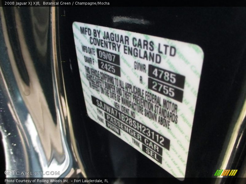 2008 XJ XJ8 Botanical Green Color Code HHN
