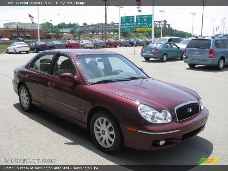 Ruby Red / Beige 2005 Hyundai Sonata GLS V6