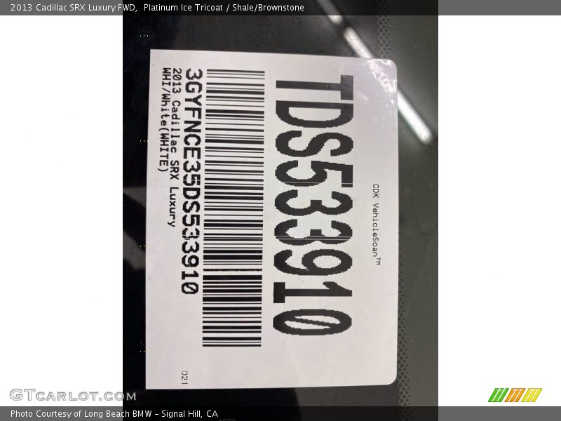 Platinum Ice Tricoat / Shale/Brownstone 2013 Cadillac SRX Luxury FWD