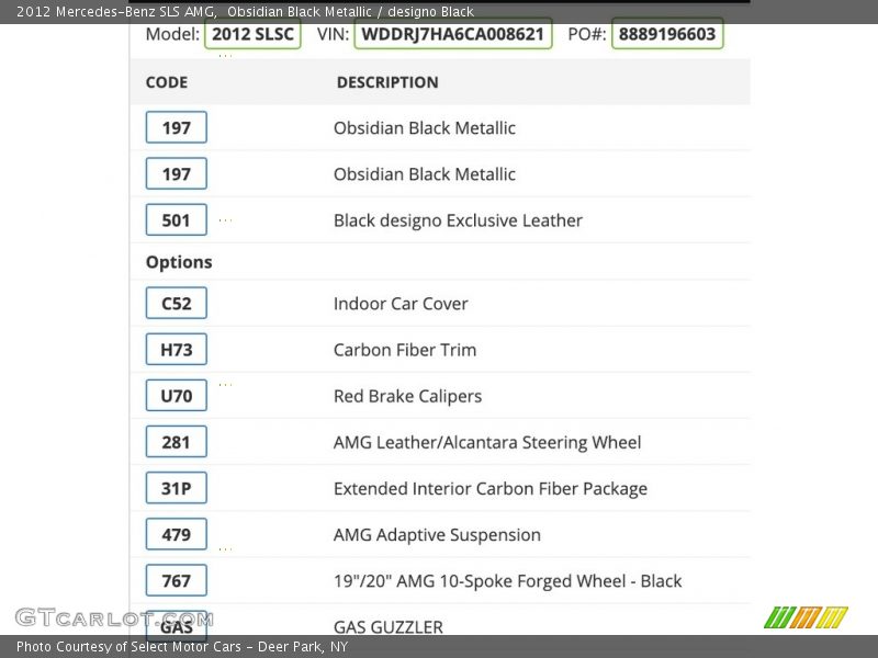 Obsidian Black Metallic / designo Black 2012 Mercedes-Benz SLS AMG