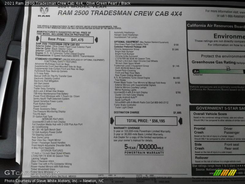 Olive Green Pearl / Black 2021 Ram 2500 Tradesman Crew Cab 4x4