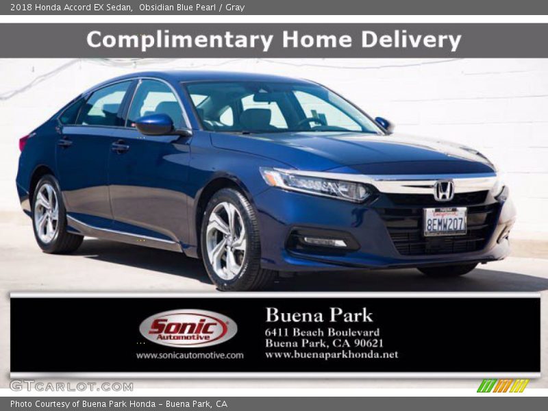Obsidian Blue Pearl / Gray 2018 Honda Accord EX Sedan