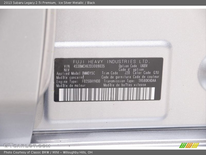 Ice Silver Metallic / Black 2013 Subaru Legacy 2.5i Premium