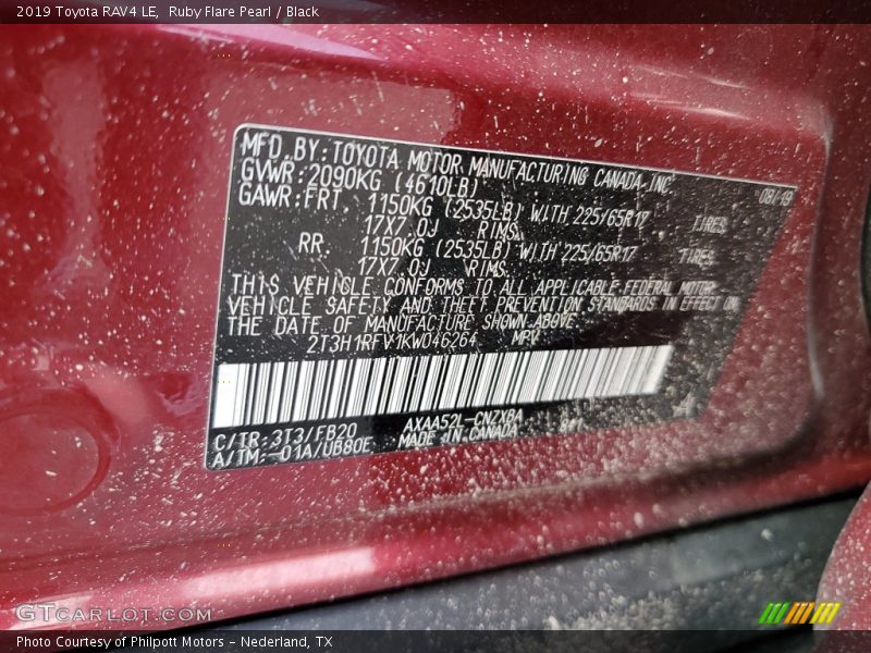 Ruby Flare Pearl / Black 2019 Toyota RAV4 LE