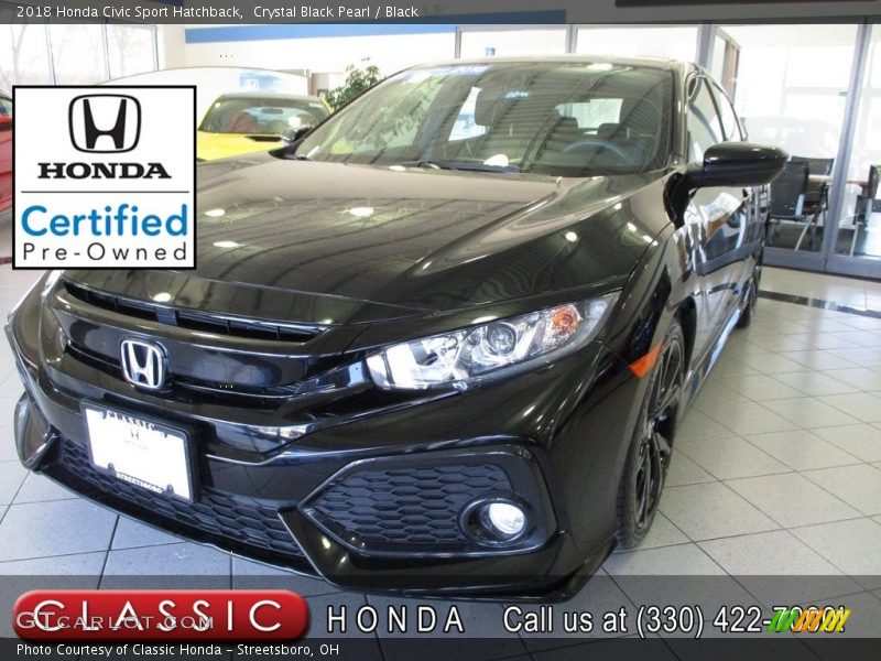 Crystal Black Pearl / Black 2018 Honda Civic Sport Hatchback