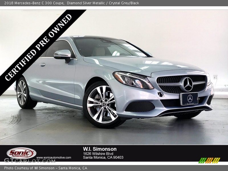 Diamond Silver Metallic / Crystal Grey/Black 2018 Mercedes-Benz C 300 Coupe