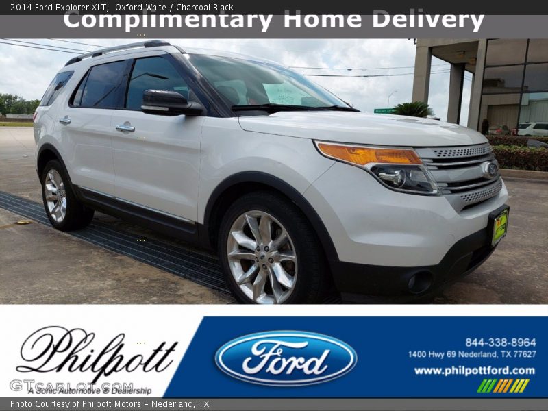 Oxford White / Charcoal Black 2014 Ford Explorer XLT