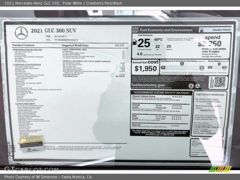Polar White / Cranberry Red/Black 2021 Mercedes-Benz GLC 300