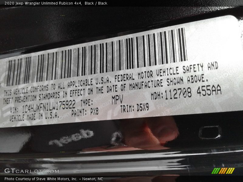 Black / Black 2020 Jeep Wrangler Unlimited Rubicon 4x4