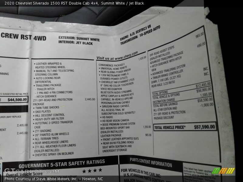 Summit White / Jet Black 2020 Chevrolet Silverado 1500 RST Double Cab 4x4