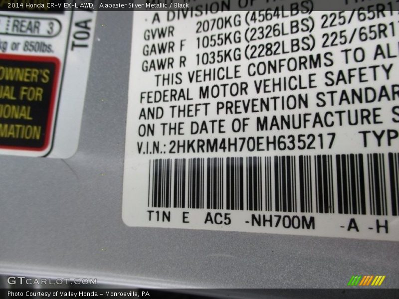 Alabaster Silver Metallic / Black 2014 Honda CR-V EX-L AWD