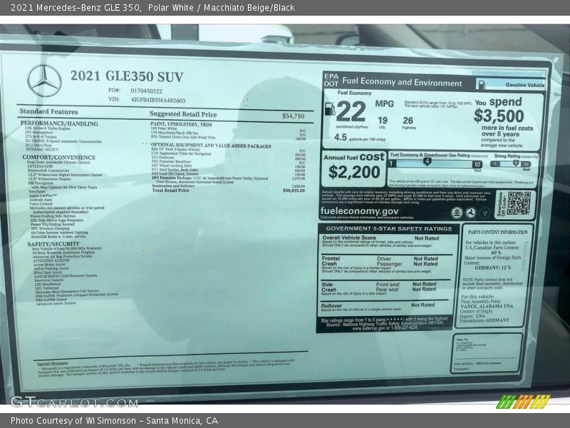 Polar White / Macchiato Beige/Black 2021 Mercedes-Benz GLE 350