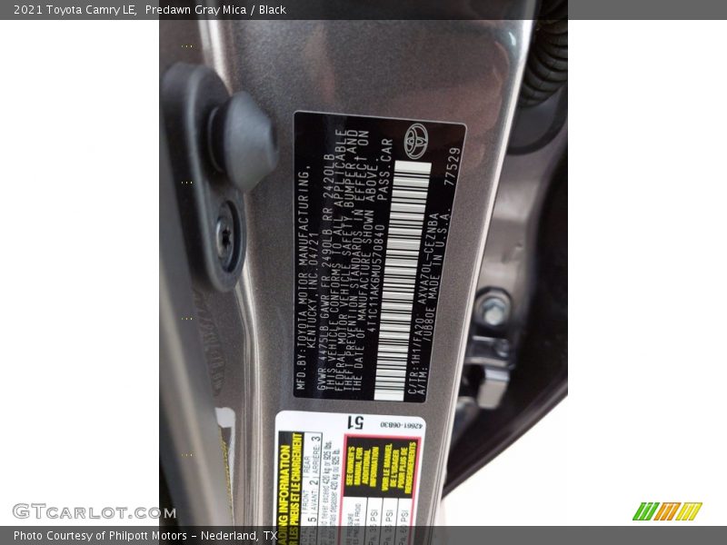 Predawn Gray Mica / Black 2021 Toyota Camry LE