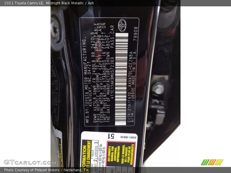 Midnight Black Metallic / Ash 2021 Toyota Camry LE