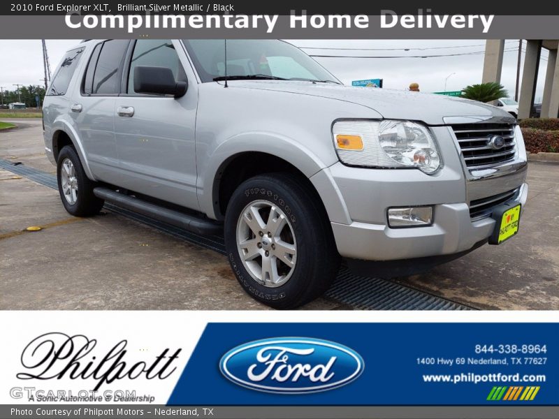 Brilliant Silver Metallic / Black 2010 Ford Explorer XLT