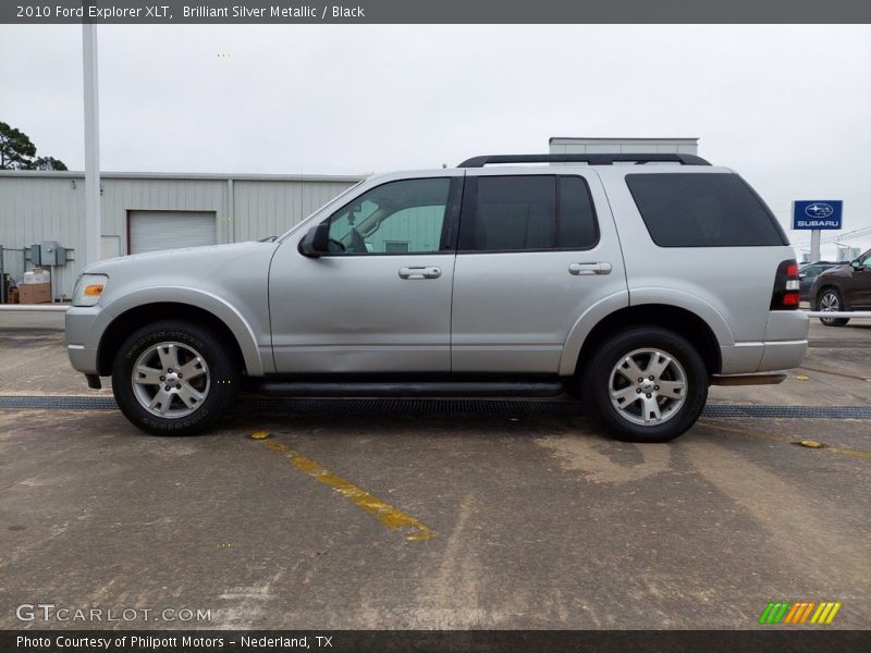 Brilliant Silver Metallic / Black 2010 Ford Explorer XLT