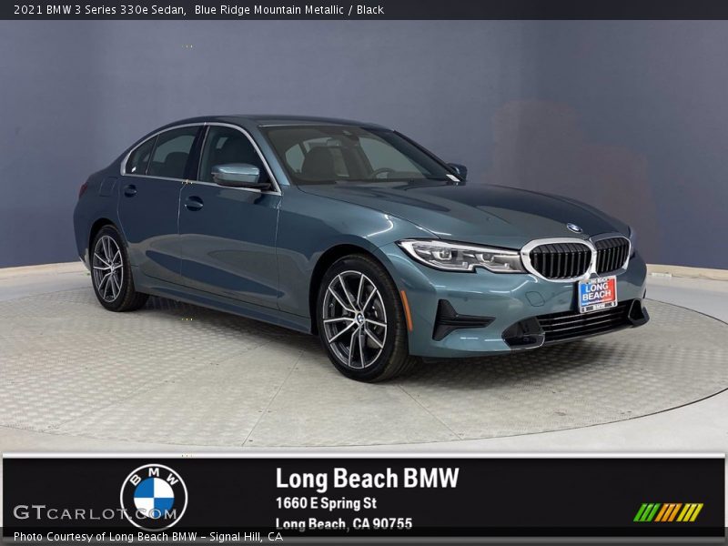 Blue Ridge Mountain Metallic / Black 2021 BMW 3 Series 330e Sedan