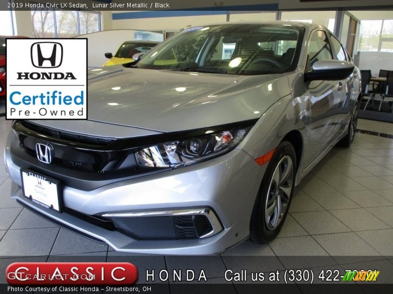Lunar Silver Metallic / Black 2019 Honda Civic LX Sedan