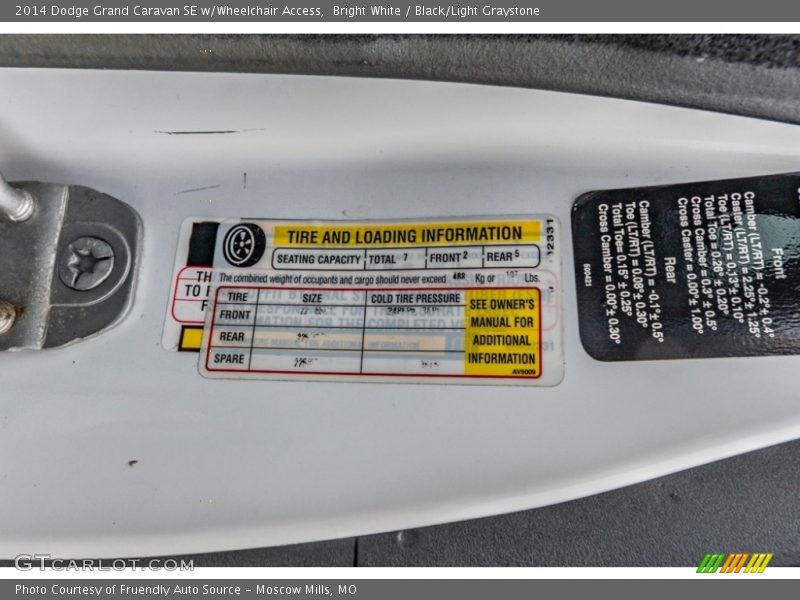 Bright White / Black/Light Graystone 2014 Dodge Grand Caravan SE w/Wheelchair Access