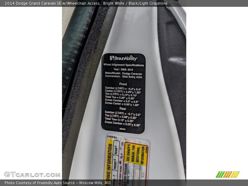 Bright White / Black/Light Graystone 2014 Dodge Grand Caravan SE w/Wheelchair Access