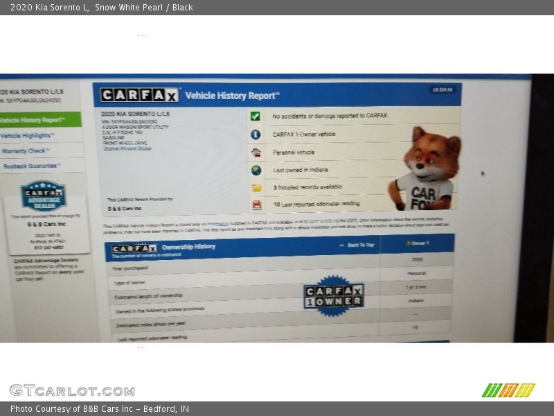 Snow White Pearl / Black 2020 Kia Sorento L