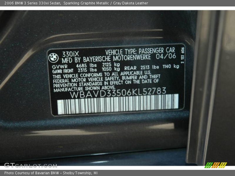 Sparkling Graphite Metallic / Gray Dakota Leather 2006 BMW 3 Series 330xi Sedan