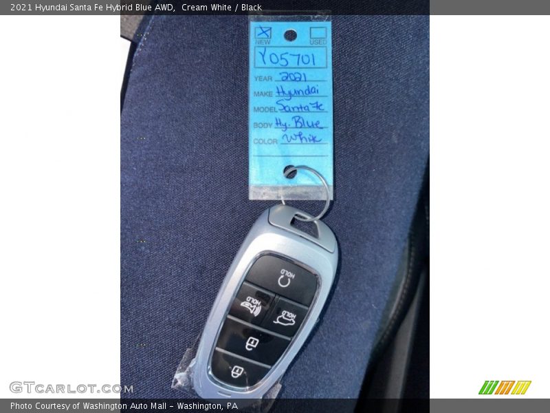 Cream White / Black 2021 Hyundai Santa Fe Hybrid Blue AWD