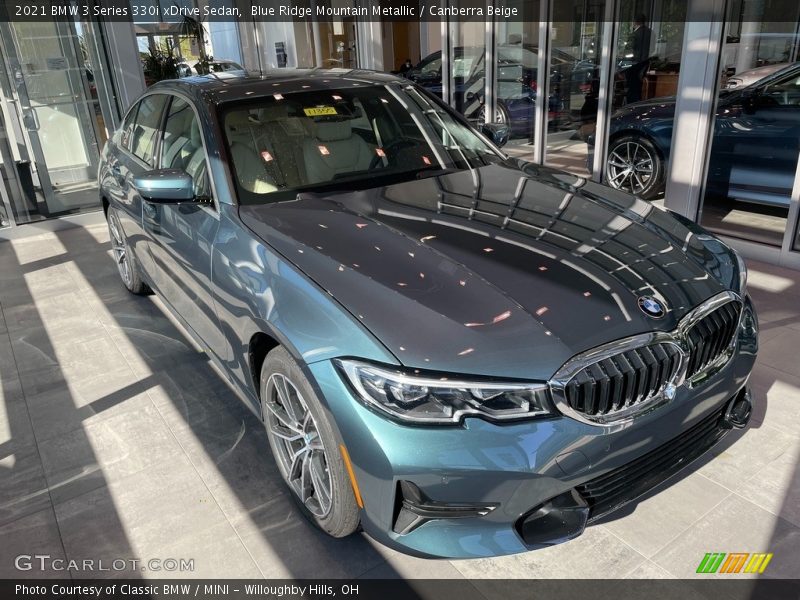 Blue Ridge Mountain Metallic / Canberra Beige 2021 BMW 3 Series 330i xDrive Sedan
