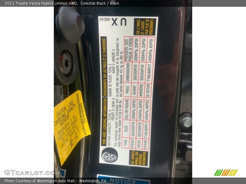 Celestial Black / Black 2021 Toyota Venza Hybrid Limited AWD