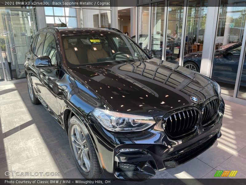 Black Sapphire Metallic / Cognac 2021 BMW X3 xDrive30i