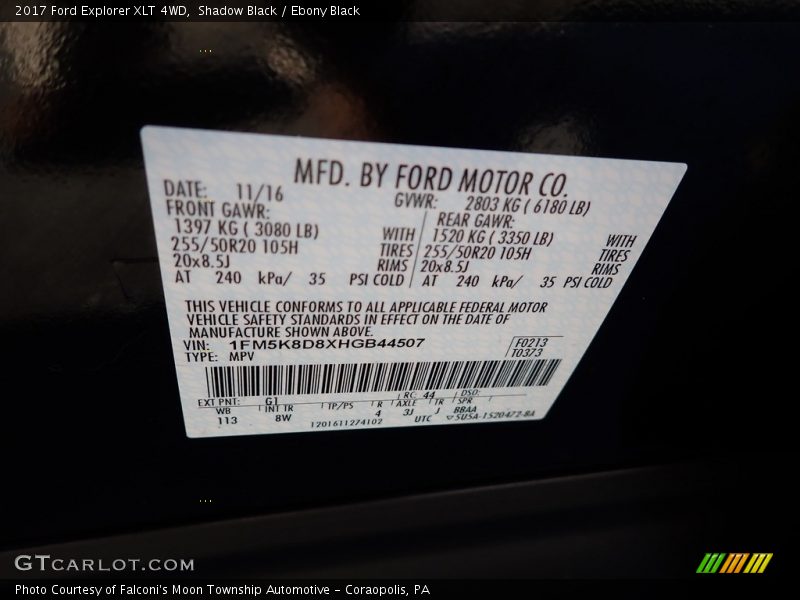 Shadow Black / Ebony Black 2017 Ford Explorer XLT 4WD