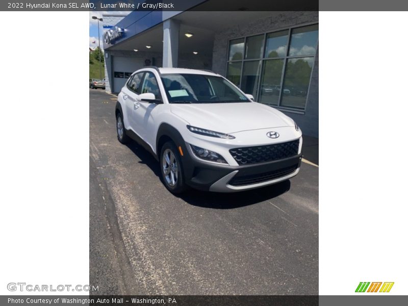 Lunar White / Gray/Black 2022 Hyundai Kona SEL AWD