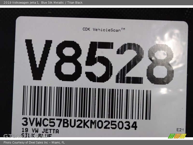 Blue Silk Metallic / Titan Black 2019 Volkswagen Jetta S