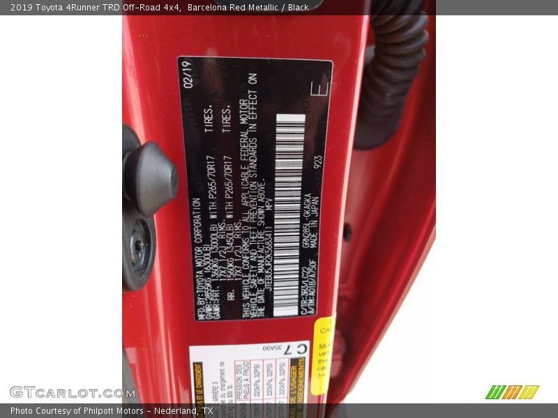 Barcelona Red Metallic / Black 2019 Toyota 4Runner TRD Off-Road 4x4