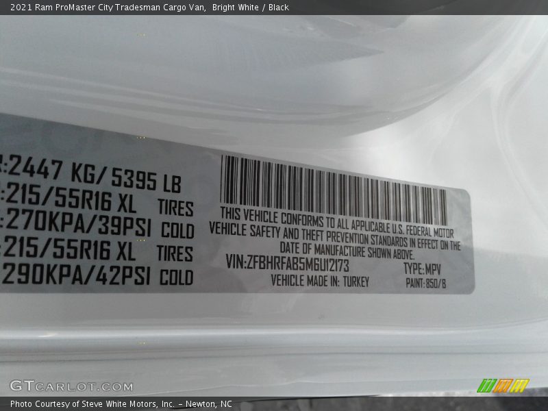 Bright White / Black 2021 Ram ProMaster City Tradesman Cargo Van