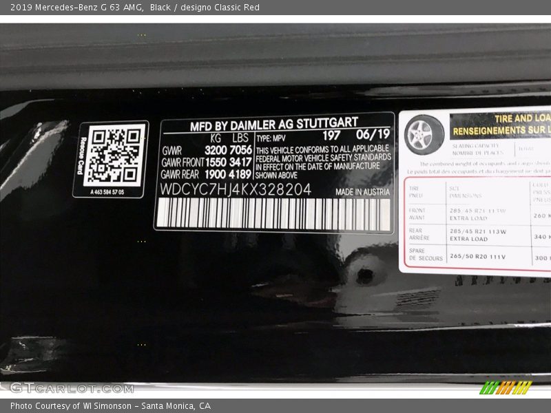 Black / designo Classic Red 2019 Mercedes-Benz G 63 AMG