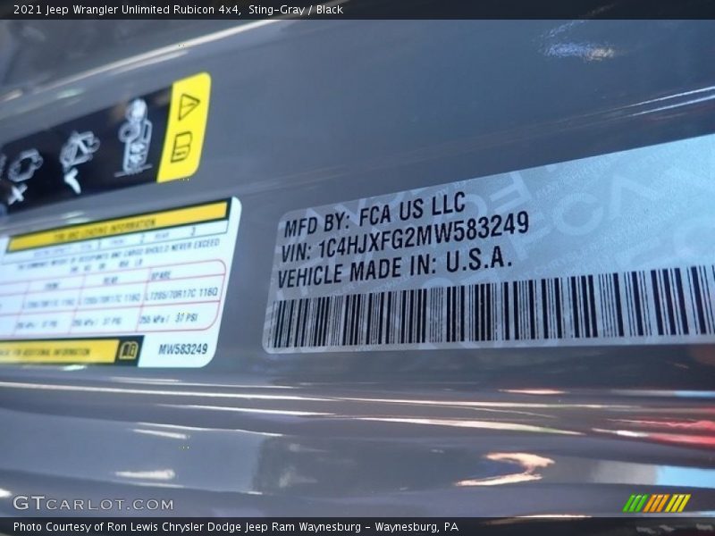 Sting-Gray / Black 2021 Jeep Wrangler Unlimited Rubicon 4x4